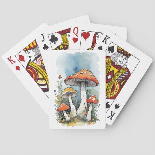 Jeu De Cartes Aquarelle Champignons Toadstools (dos)