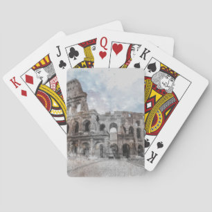 Jeu De Cartes Aquarelle Colisée Rome Italie