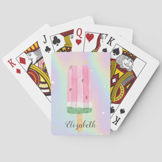 Jeu De Cartes Aquarelle cool Crème glacée Holographique (dos)