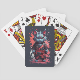 Jeu De Cartes Aquarelle cool Gris Ninja Chat Guerrier