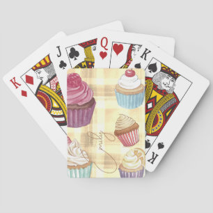 Jeu De Cartes Aquarelle Cupcake Jaune Plaid Monogramme Baker