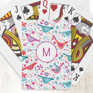 Jeu De Cartes Aquarelle dans un jardin de fleurs Monogramme