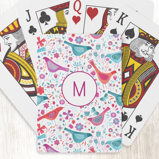 Jeu De Cartes Aquarelle dans un jardin de fleurs Monogramme