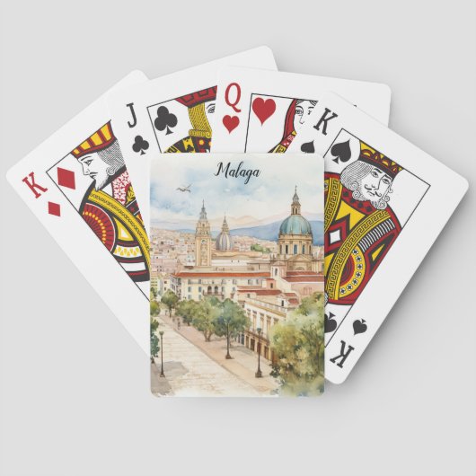 Jeu De Cartes Aquarelle de l'architecture de Malaga Espagne (dos)