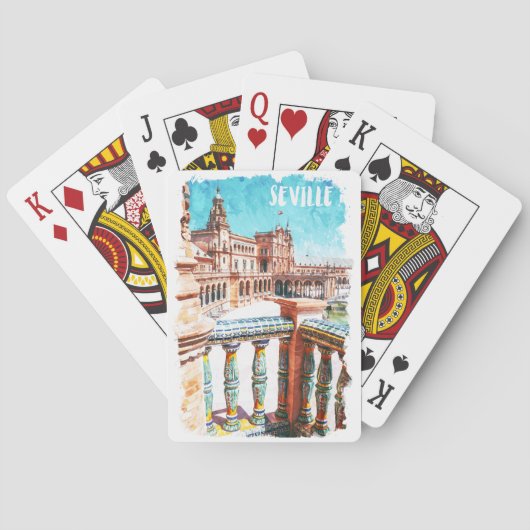 Jeu De Cartes Aquarelle de l'architecture de Sevilla Espagne (dos)