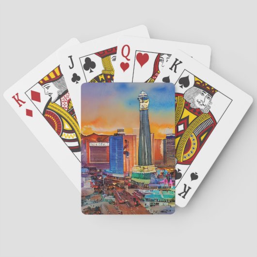Jeu De Cartes Aquarelle de Las Vegas Skyline (dos)