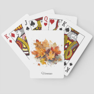Jeu De Cartes Aquarelle de l'érable d'automne, personnalisée