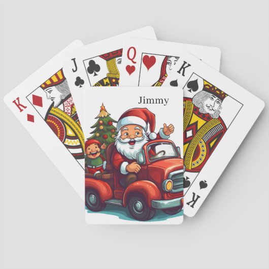 Jeu De Cartes aquarelle de Noël festive Père Noël (dos)