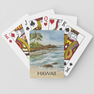 Jeu De Cartes Aquarelle de plage d'Hawaï de crique de Makena