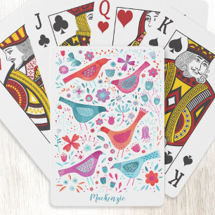 Jeu De Cartes Aquarelle d'oiseaux et de fleurs personnalisée