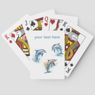 Jeu De Cartes Aquarelle Dolphin Trio, personnalisée