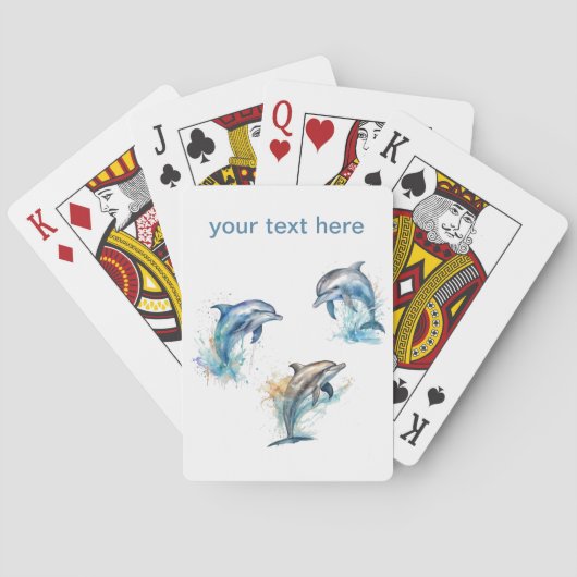 Jeu De Cartes Aquarelle Dolphin Trio, personnalisée (dos)