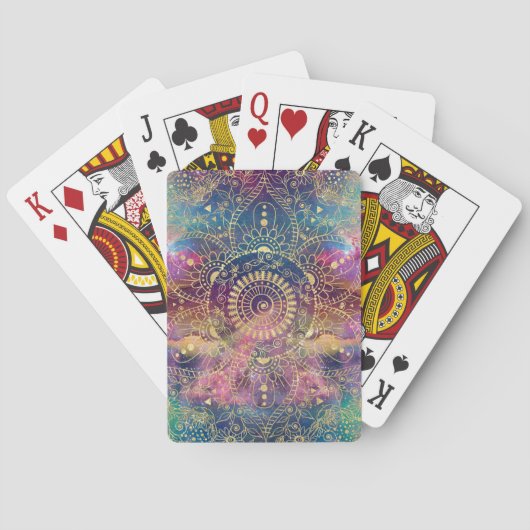 Jeu De Cartes Aquarelle d'or et mandala de nébuleuse (dos)