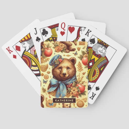 Jeu De Cartes Aquarelle d'ours Vintage (dos)