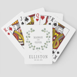 Jeu De Cartes Aquarelle Eucalyptus cadre feuille MARIAGE