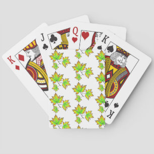 Jeu De Cartes Aquarelle feuille vert jaune rouge Feuille d'érabl