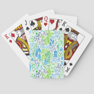 Jeu De Cartes Aquarelle fleurie doodles blanc