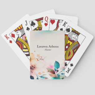 Jeu De Cartes Aquarelle fleurs couleurs pastel nom personnalisé