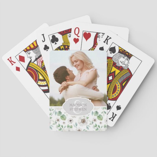 Jeu De Cartes Aquarelle florale | Anémone blanc - Photo Mariage (dos)