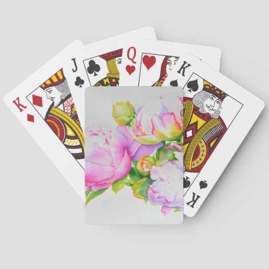Jeu De Cartes Aquarelle florale classique et élégante de pivoine (dos)