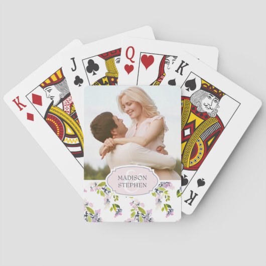 Jeu De Cartes Aquarelle florale délicate - Photo Mariage (dos)