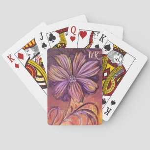 Jeu De Cartes Aquarelle florale violet et or Vibro