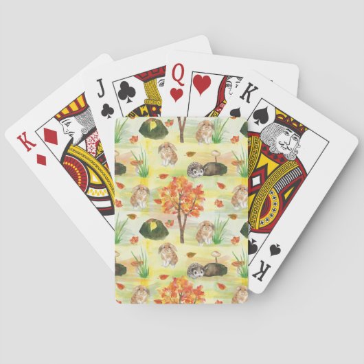 Jeu De Cartes Aquarelle Lapin Woodland, Hérisson (dos)