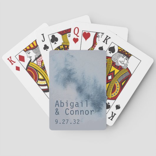 Jeu De Cartes Aquarelle moderne Abstraite ardoise bleu gris (dos)