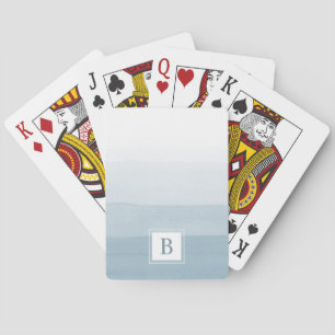 Jeu De Cartes Aquarelle moderne Dusty Blue Monogramme