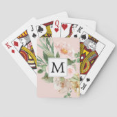 Jeu De Cartes Aquarelle moderne Fleurs roses Monogrammes (dos)