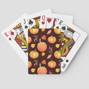 Jeu De Cartes Aquarelle Motif Floral Citrouille d'automne
