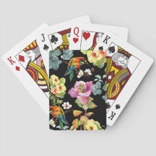 Jeu De Cartes Aquarelle Oiseaux Fleurs : Coloré Sans Couleur.