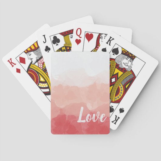 Jeu De Cartes Aquarelle Ombre rouge et rose Gradient Love (dos)