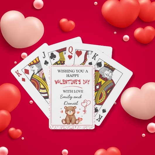 Jeu De Cartes Aquarelle Ours Saint Valentin personnalisée