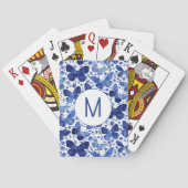 Jeu De Cartes Aquarelle papillon Monogramme bleu (dos)