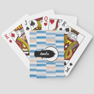 Jeu De Cartes Aquarelle personnalisée moderne bleue Peach