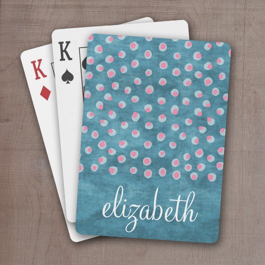Jeu De Cartes Aquarelle Pois Messy - bleu et rose
