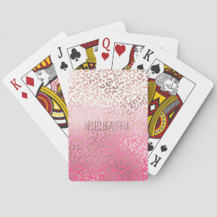 Jeu De Cartes Aquarelle rose Empreinte de léopard personnalisé