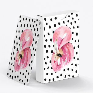 Jeu De Cartes Aquarelle rose exotique moderne Flamant rose & poi
