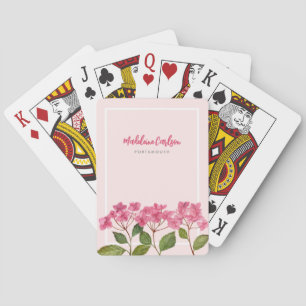Jeu De Cartes Aquarelle rose Hydrangée Lacecaps Illustration