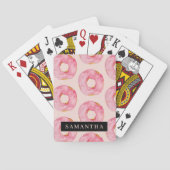 Jeu De Cartes Aquarelle rose moderne Motif avec nom (dos)