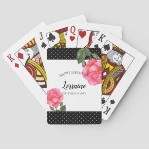 Jeu De Cartes Aquarelle rose rose illustration botanique