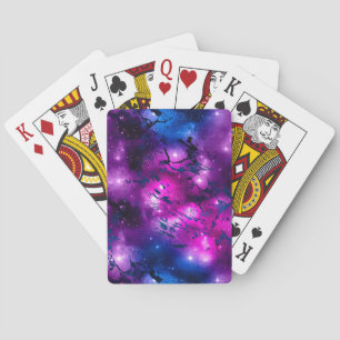 Jeu De Cartes Aquarelle rose, violet et marbre bleu Galaxy