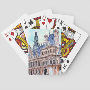 Jeu De Cartes Aquarelle Rustic Hotel de Ville des destinations