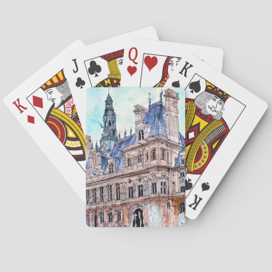 Jeu De Cartes Aquarelle Rustic Hotel de Ville des destinations | (dos)
