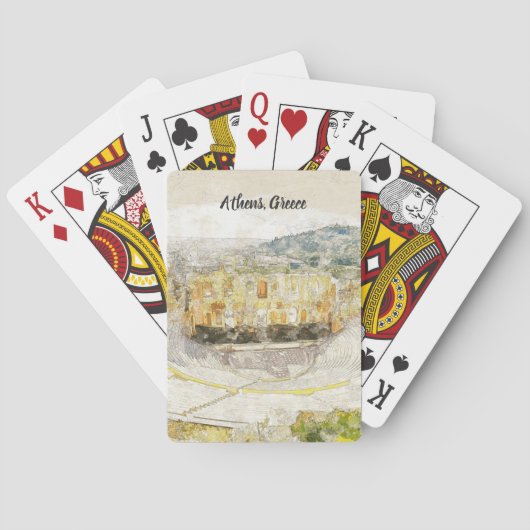 Jeu De Cartes Aquarelle Théâtre antique d'Athènes Cartes de Poke (dos)