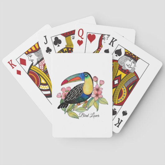 Jeu De Cartes Aquarelle Toucan Bird Avec Fleurs (dos)