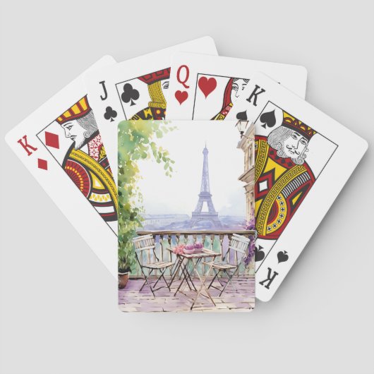 Jeu De Cartes Aquarelle Tour Eiffel Paris Café français (dos)