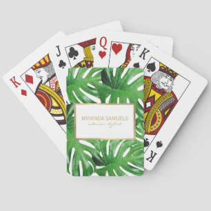 Jeu De Cartes Aquarelle Tropical Monstera Feuilles Personnalisé