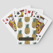 Jeu De Cartes Aquarelle tropicale Motif ananas avec nom (dos)